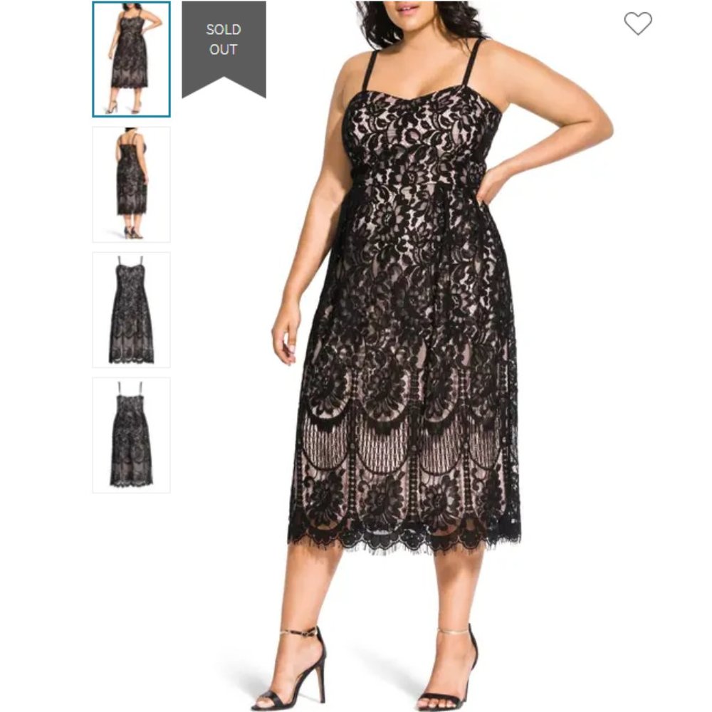 City Chic Cottagecore Lace Midi Slip Dress Size 18